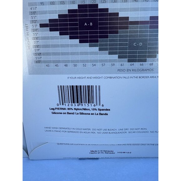 Hanes Silk Reflections Silky Sheer Lace Top Thigh Highs Sandalfoot 0A444 Jet EF - Picture 6 of 7